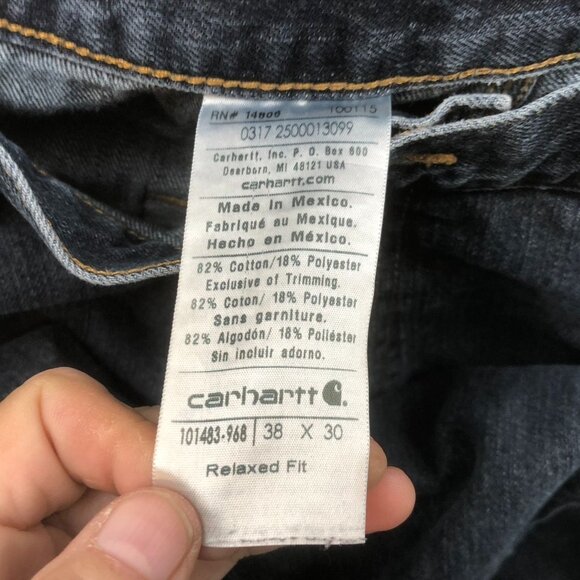 Carhartt Mens Workwear Jeans Size 38x30 Relaxed Fit Blue Denim Casual 101493-968 - Picture 3 of 14